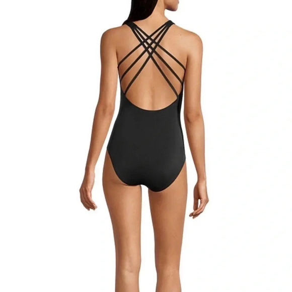 Sexy Black Criss Cross Strappy Open Back Swimsuit - Picture 3 of 7